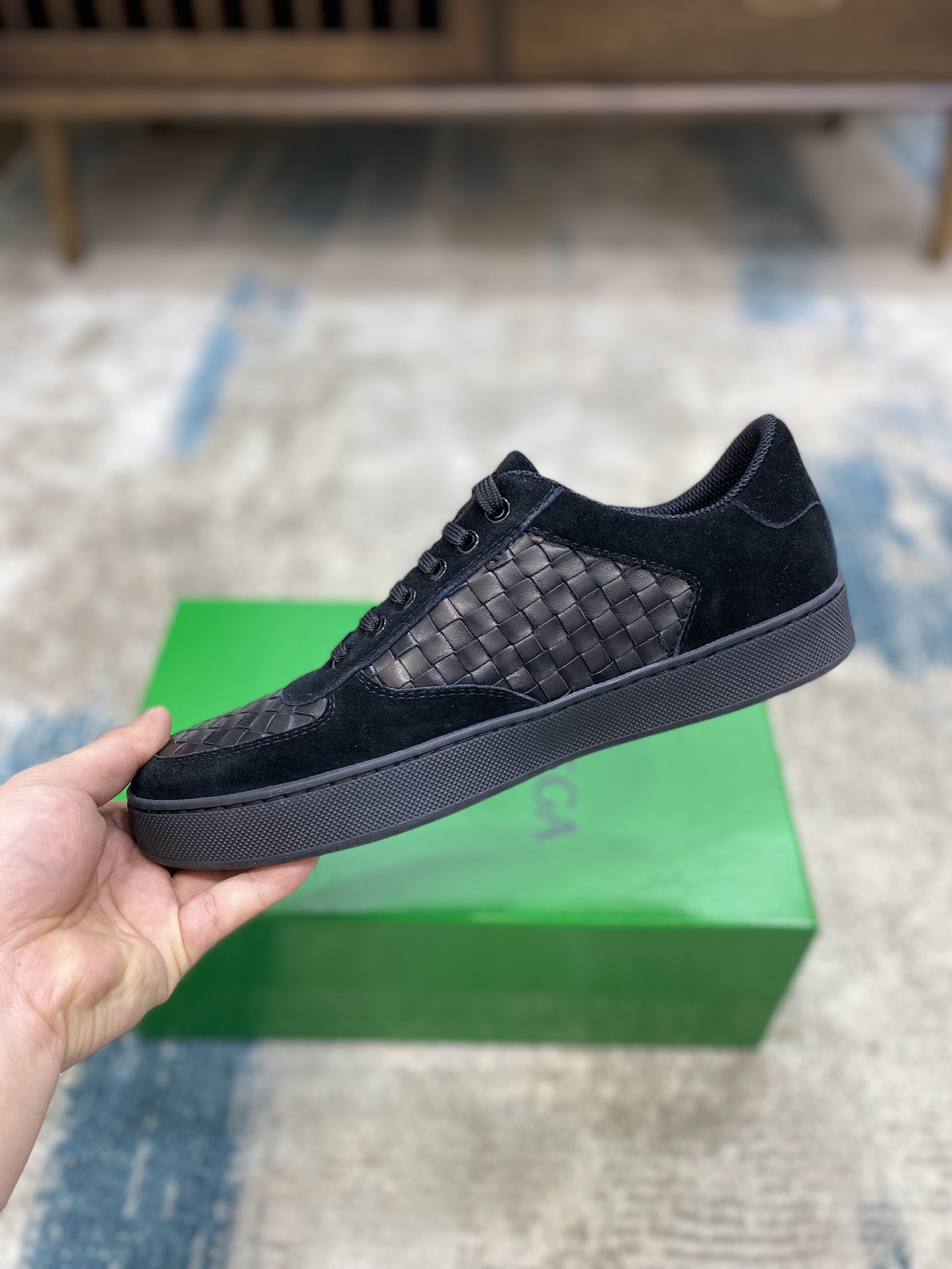 Bottega Veneta Men's With Wave Line Sneakers Black For Men - Soul Replicas