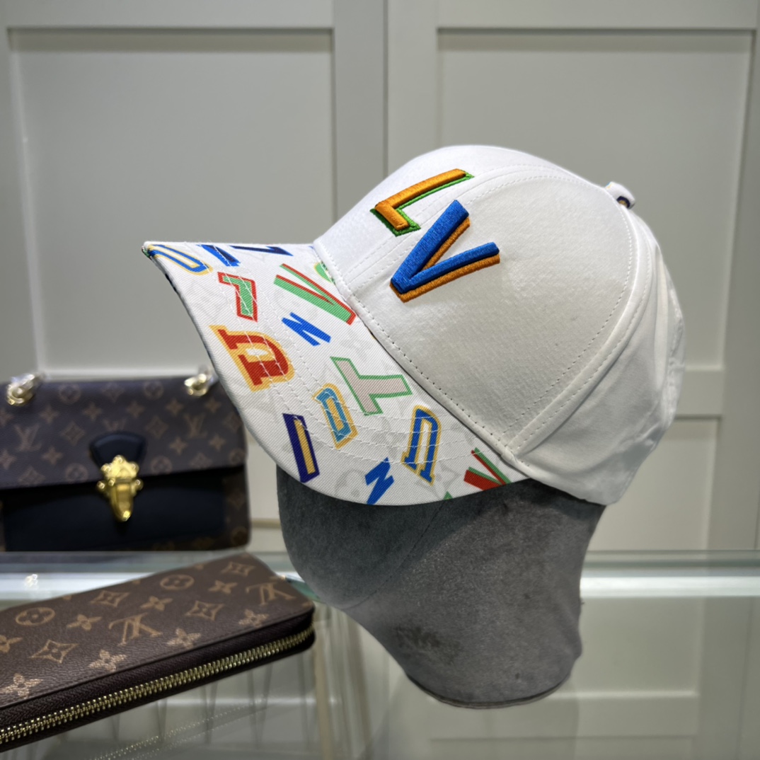 Louis Vuitton Embroidered Logo Baseball Cap White LV Cap - Soul Replicas