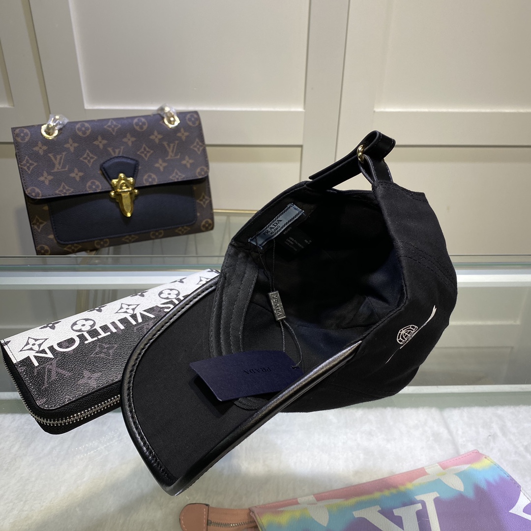Prada Drill Baseball Cap Black Prada Cap - Soul Replicas