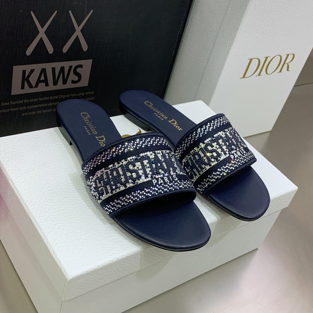 Christian Dior Women's Dway Slide Blue For Women CD KCQ166ERC_S56B - Soul Replicas