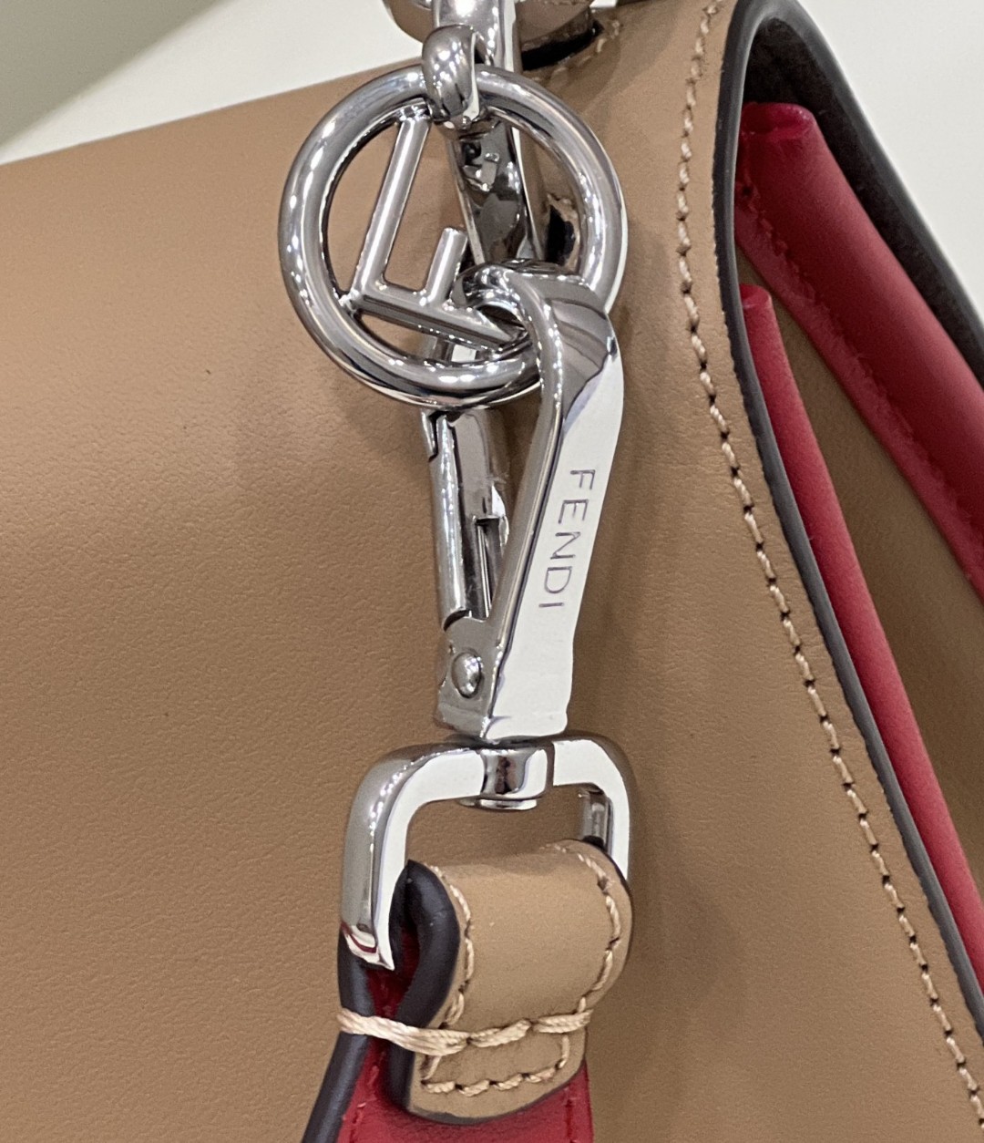 Fendi Kan I F Medium Brown and Red Bag For Woman 18cm/7in - Soul Replicas