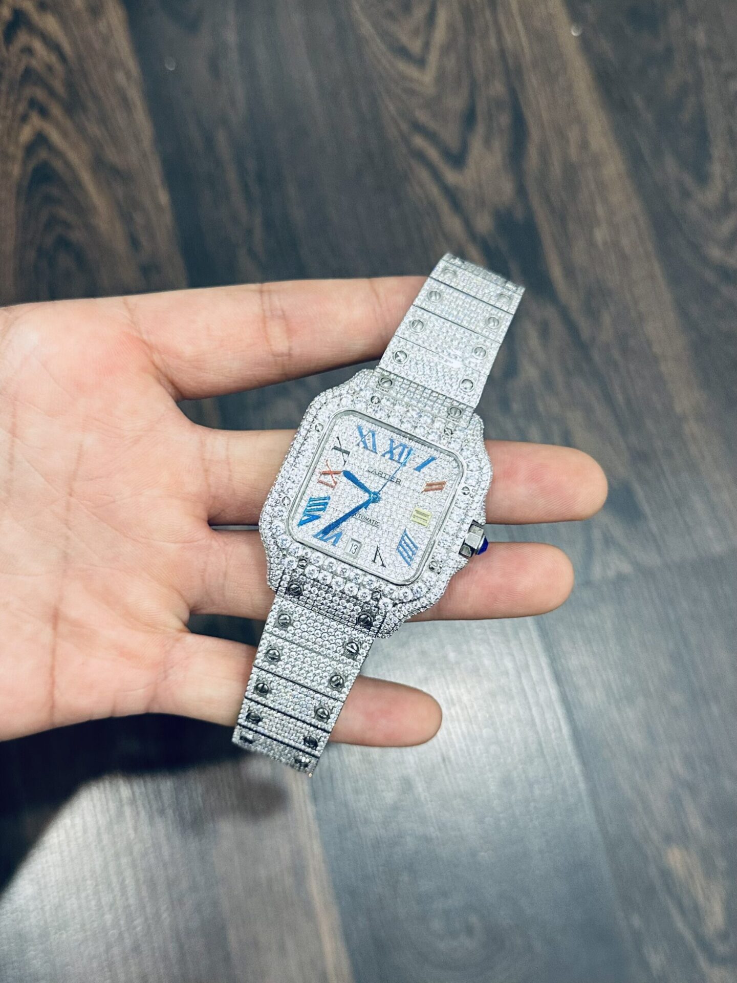 Cartier Santos Replica Watch Full CZ Metal Wire 39.8mm - Soul Replicas