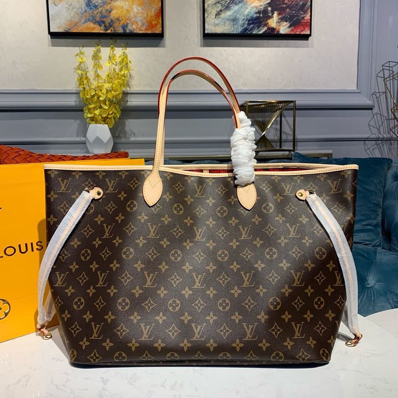 Louis Vuitton Neverfull GM Tote Bag Monogram Canvas Red For Women. Women's Handbags. Shoulder Bags 15.7in/40cm LV M41181 - Soul Replicas