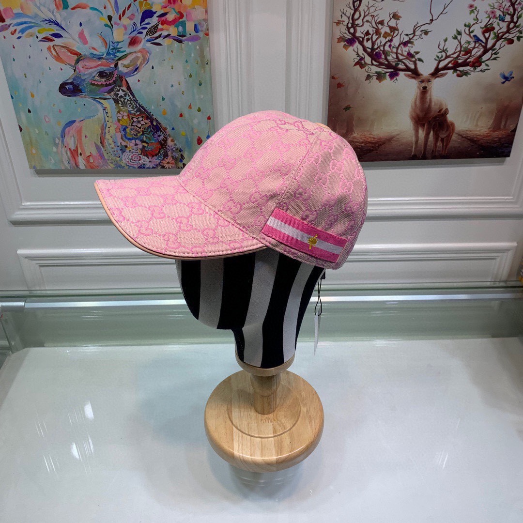 Original Gucci Canvas Baseball Hat With Web Pink Gucci Hat - Soul Replicas