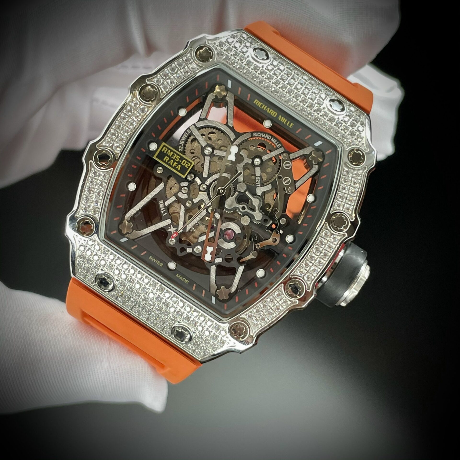 Richard Mille RM35-02 Fake Watch Orange Rubber Strap 44mm - Soul Replicas