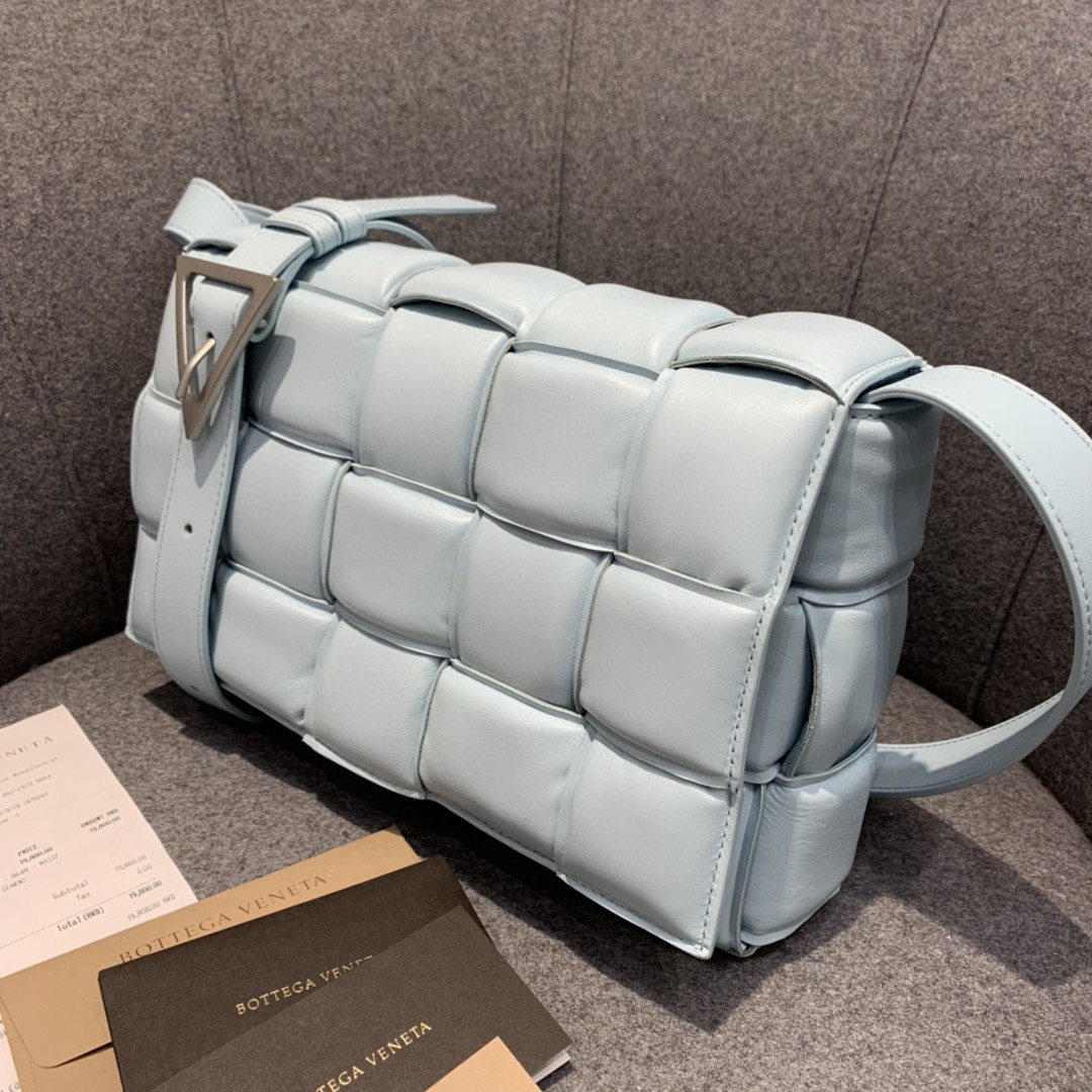 Bottega Veneta Padded Cassette Bag For Women 10.2in/26cm In Light Blue - Soul Replicas
