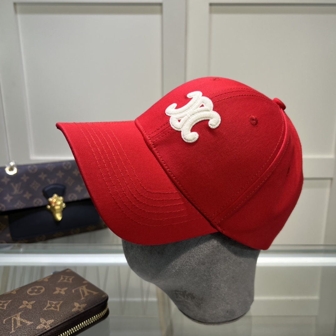 Celine Triomphe Baseball Cap Red Celine Cap - Soul Replicas