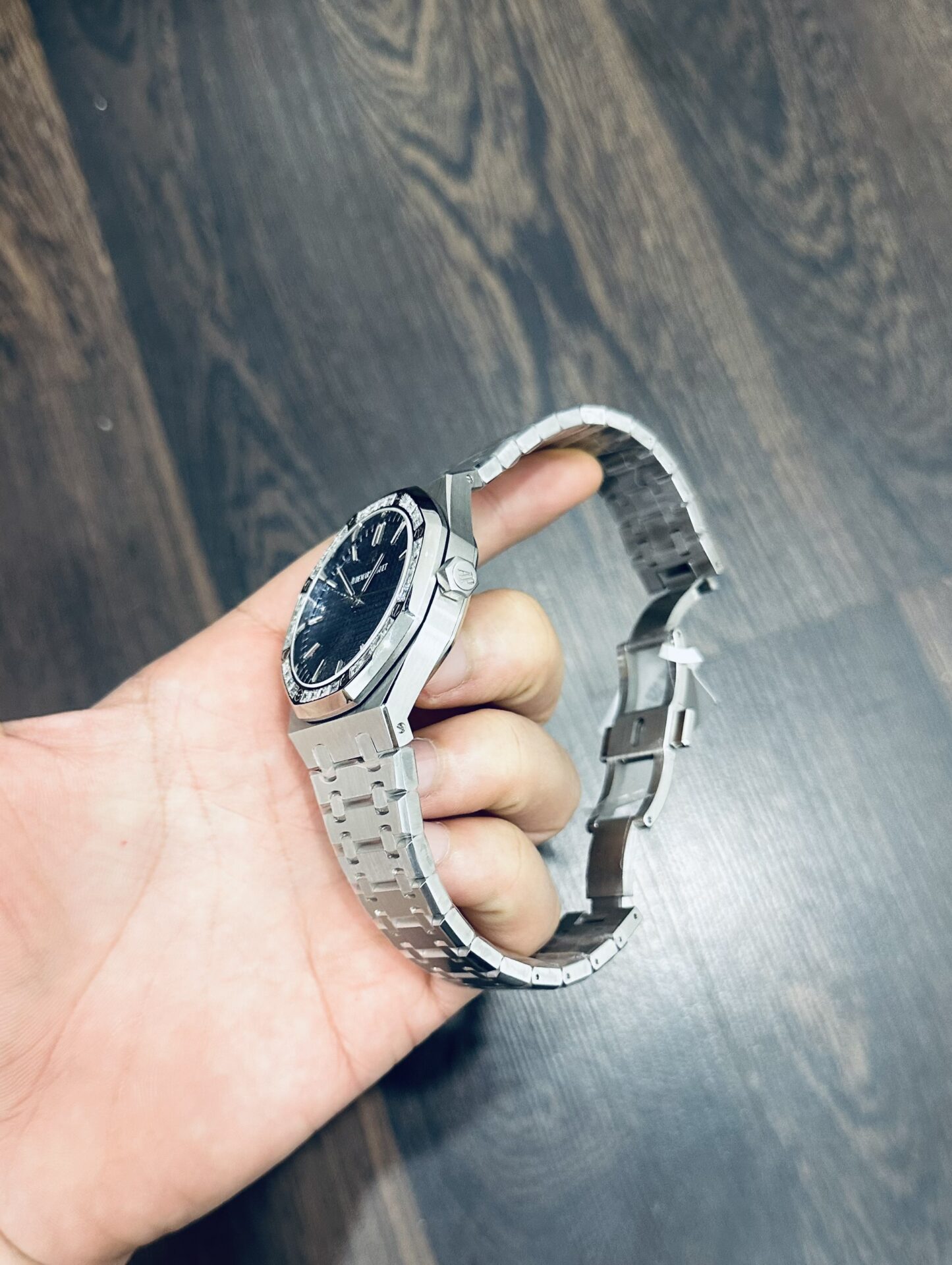 Audemars Piguet Replica Watch Royal Oak 15500 Dial Blue Custom Moissanite Diamonds 41mm - Soul Replicas