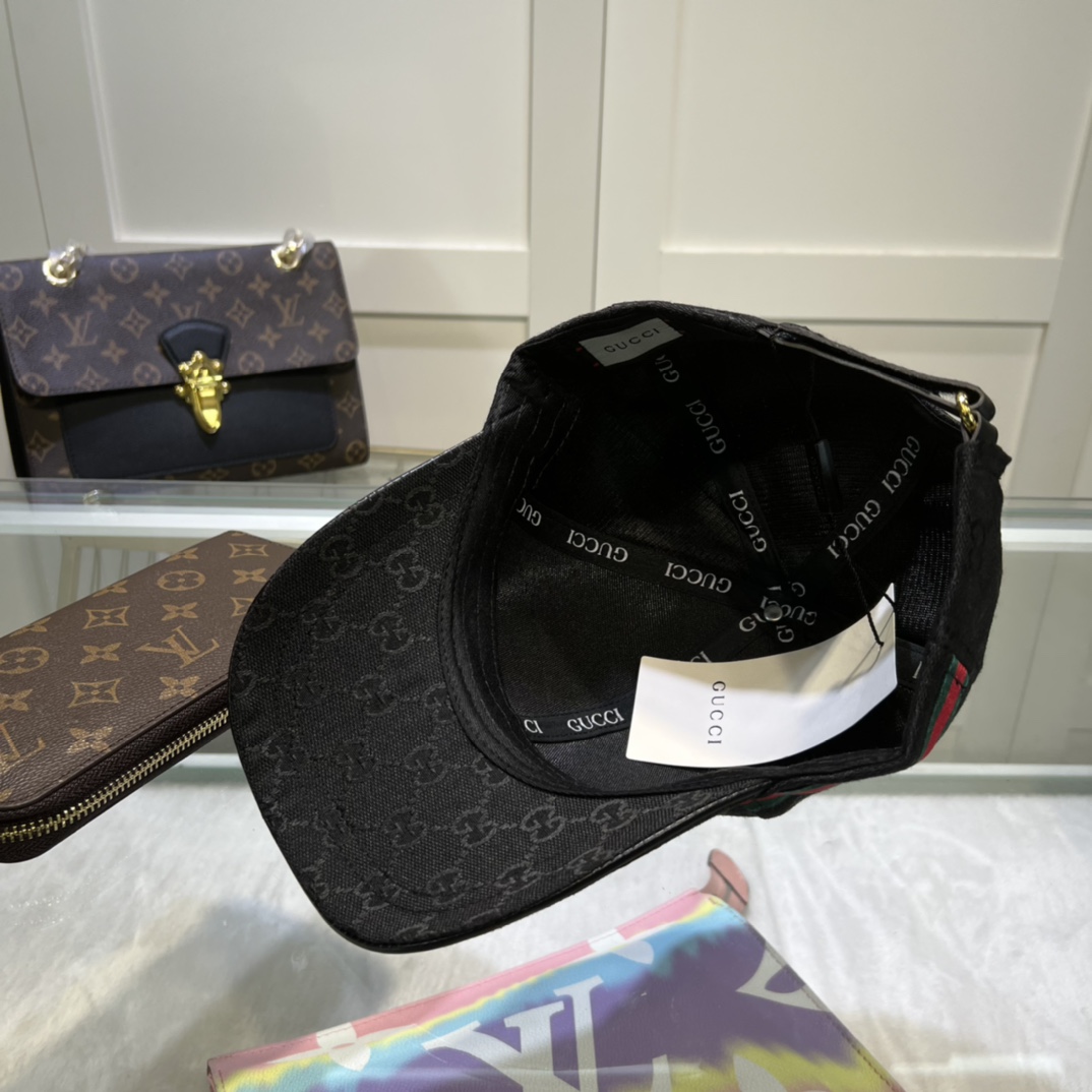 Original Gucci Canvas Baseball Hat With Web Black Gucci Hat - Soul Replicas