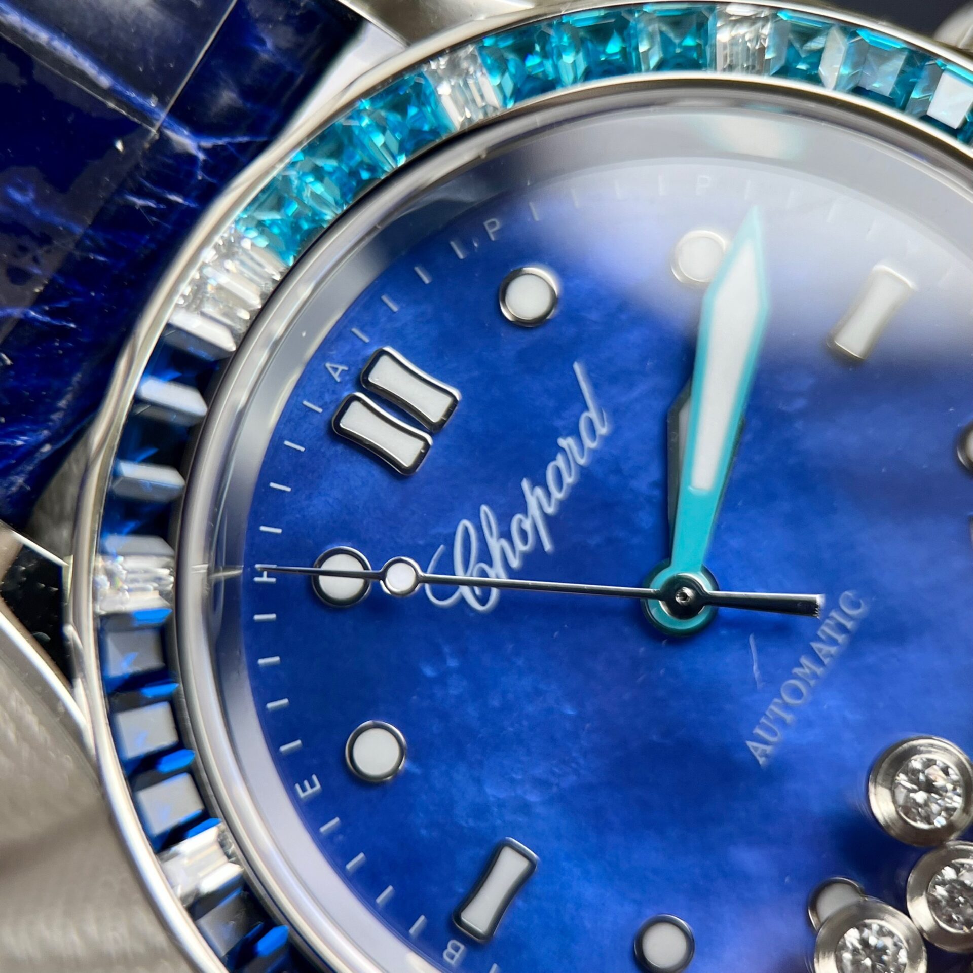 Chopard Happy Sport Replica 1:1 Watch Blue Dial Leather Strap 36mm - Soul Replicas