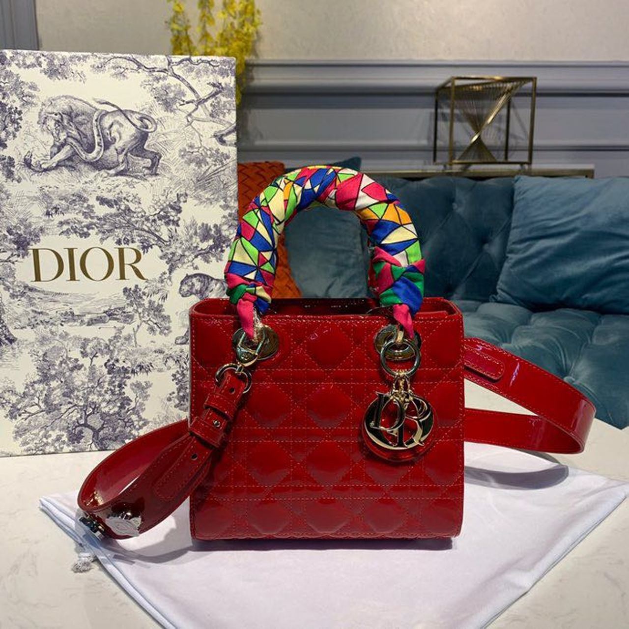 Christian Dior Small Lady Dior Bag Cherry Red Patent Cannage For Women 20cm/8in CD M0531OWCB_M323 - Soul Replicas