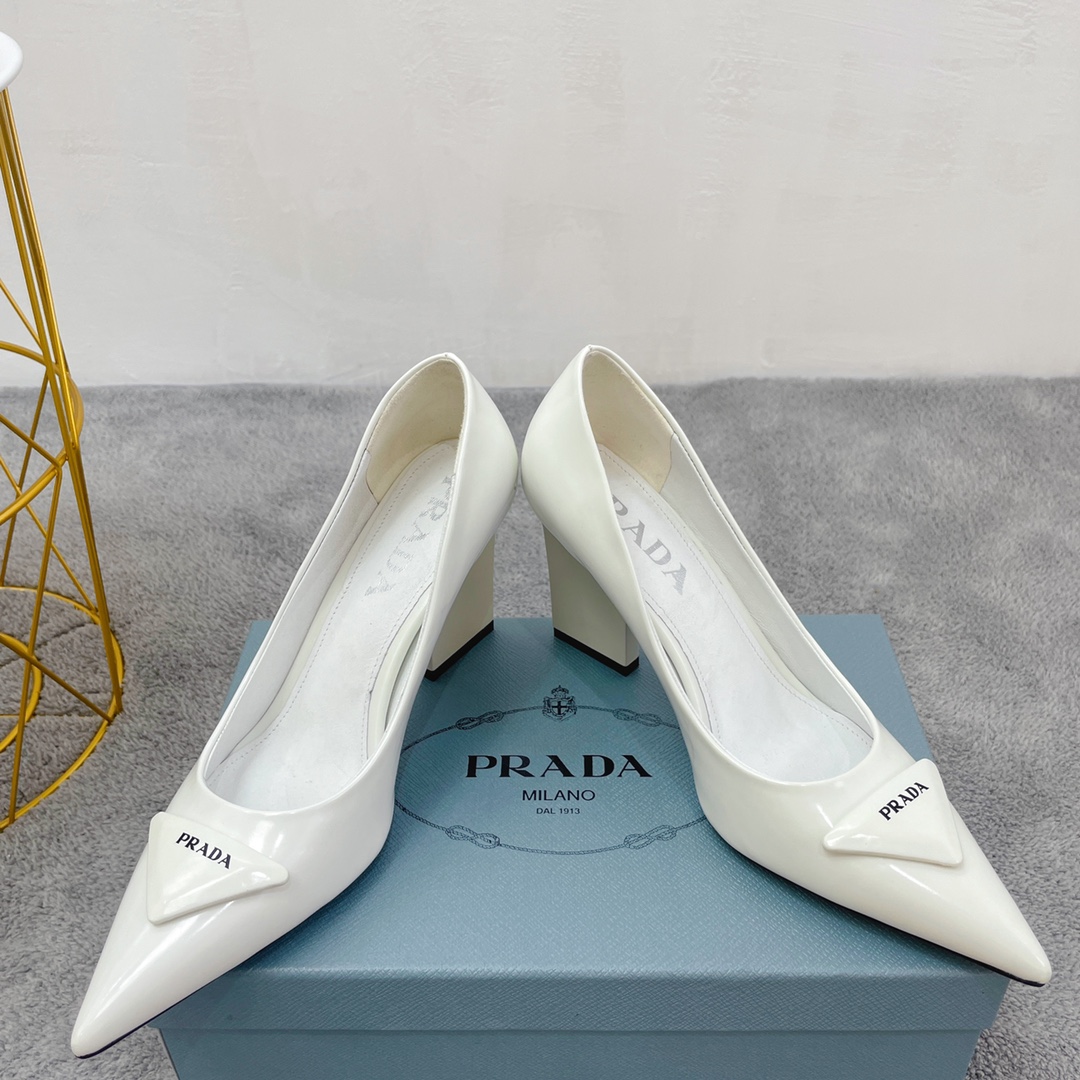 Prada Brushed Pumps White For Women Prada - Soul Replicas