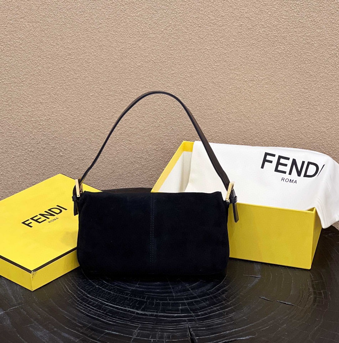 Fendi Baguette Black Bag For Woman 25cm/9.5in - Soul Replicas