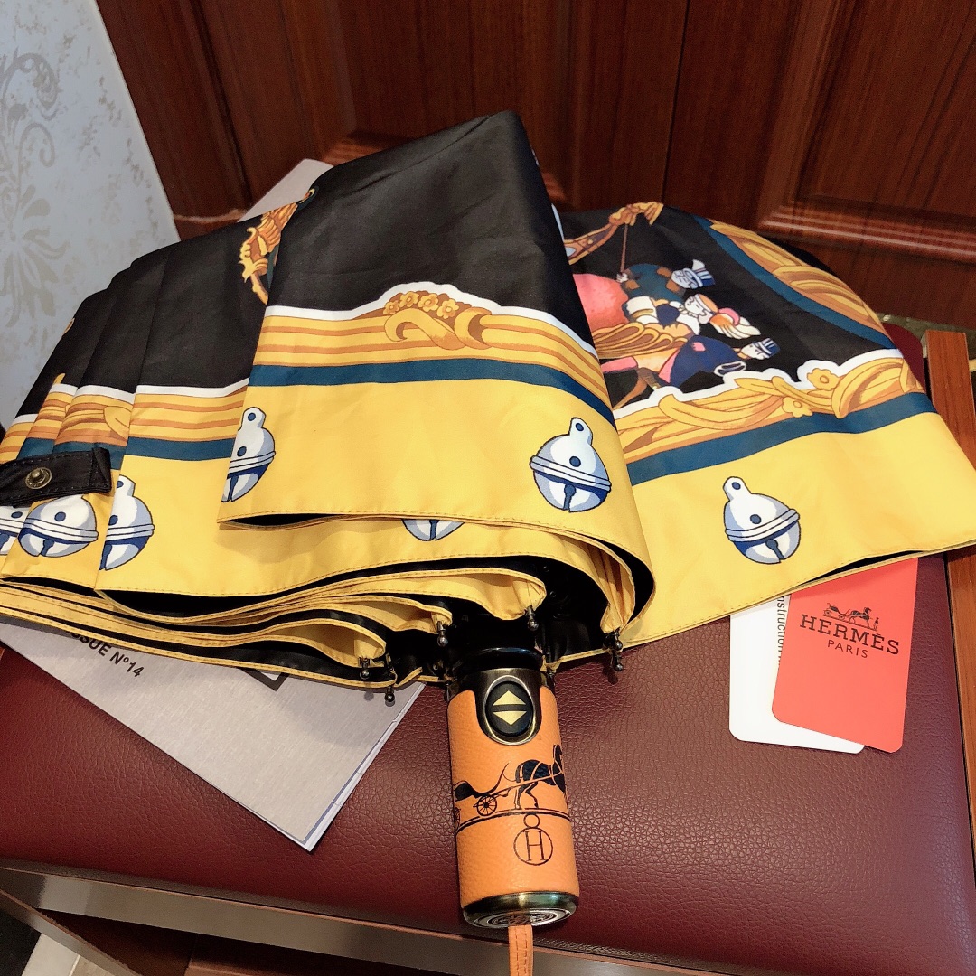 Hermes Pluie De H Folding Umbrella Black - Soul Replicas