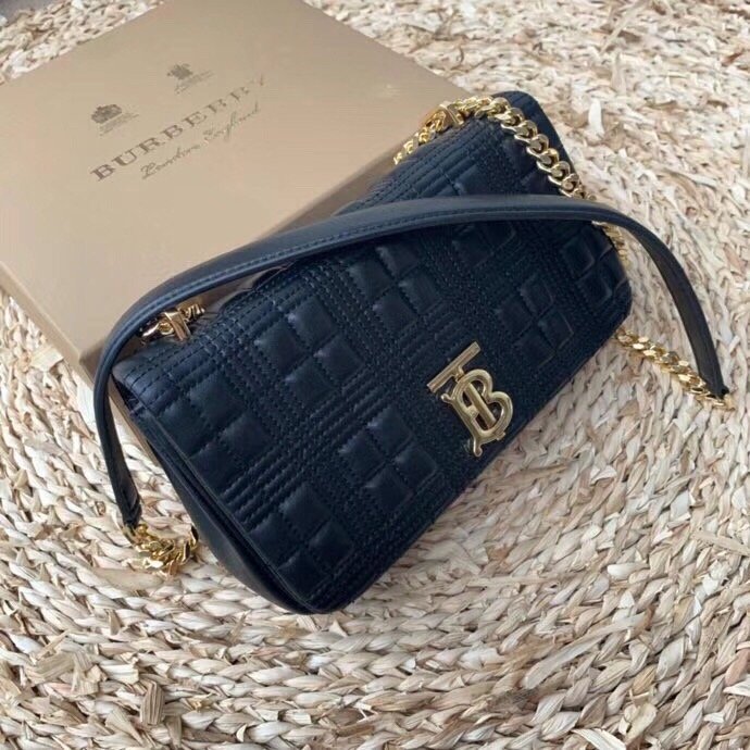 Burberry Quilted Medium Lola Bag Monogram Black For Women. Women-s Bags 11in/28cm 80217011 - Soul Replicas