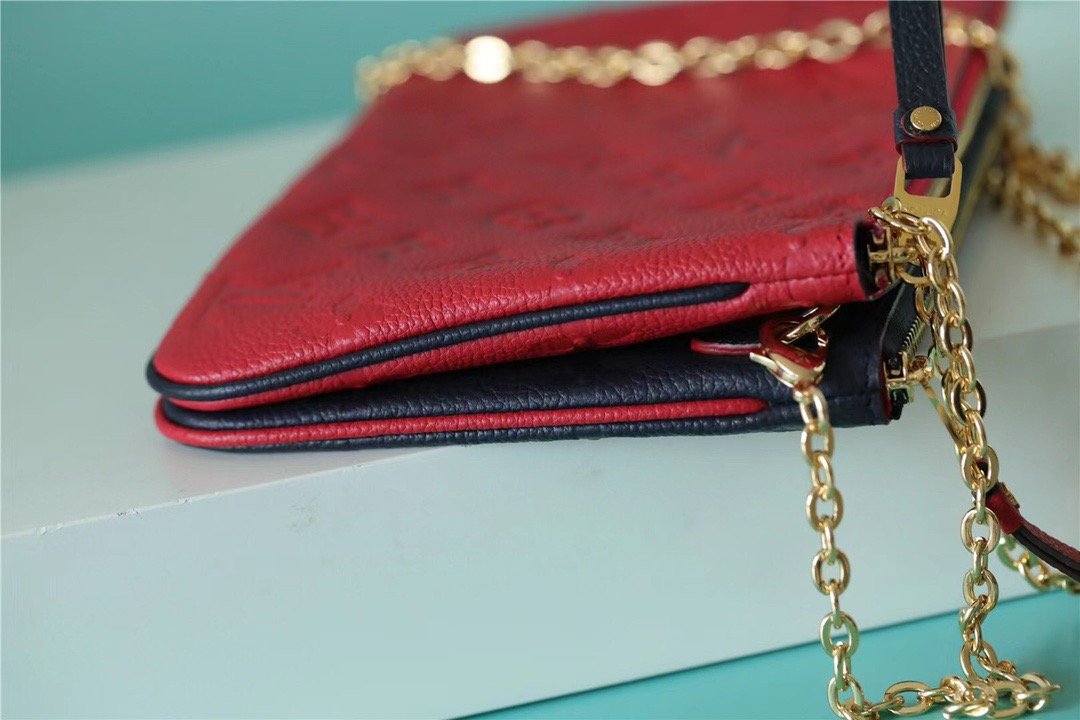 Louis Vuitton Double Zip Pochette Monogram Empreinte Black/Red For Women. Women-s Handbags. Shoulder and Crossbody Bags 7.9in/20cm LV - Soul Replicas