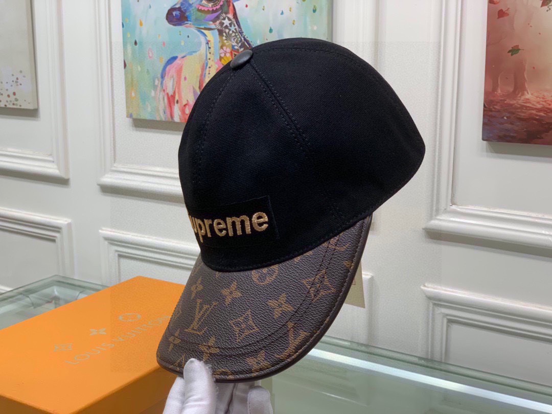 Louis Vuitton Supreme Cap Black LV Cap - Soul Replicas