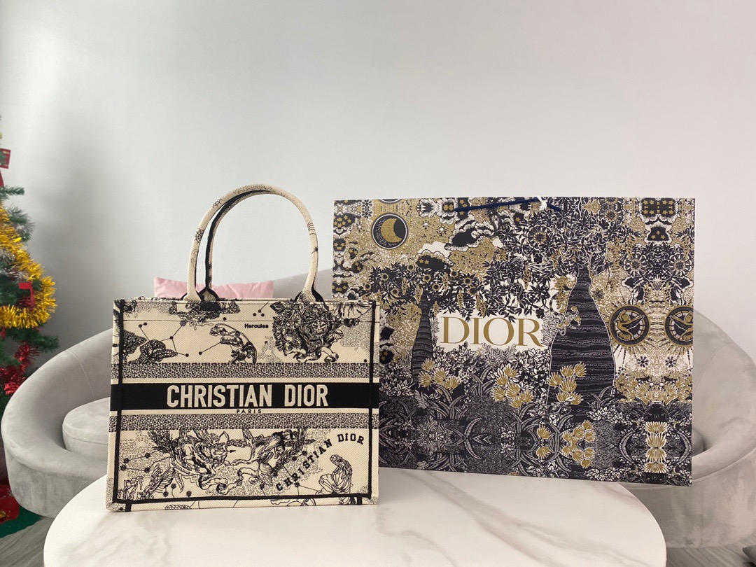 Christian Dior Medium Dior Book Tote White Multicolor . For Women. Women's Handbags 14in/36cm CD M1296ZRHZ_M941 - Soul Replicas