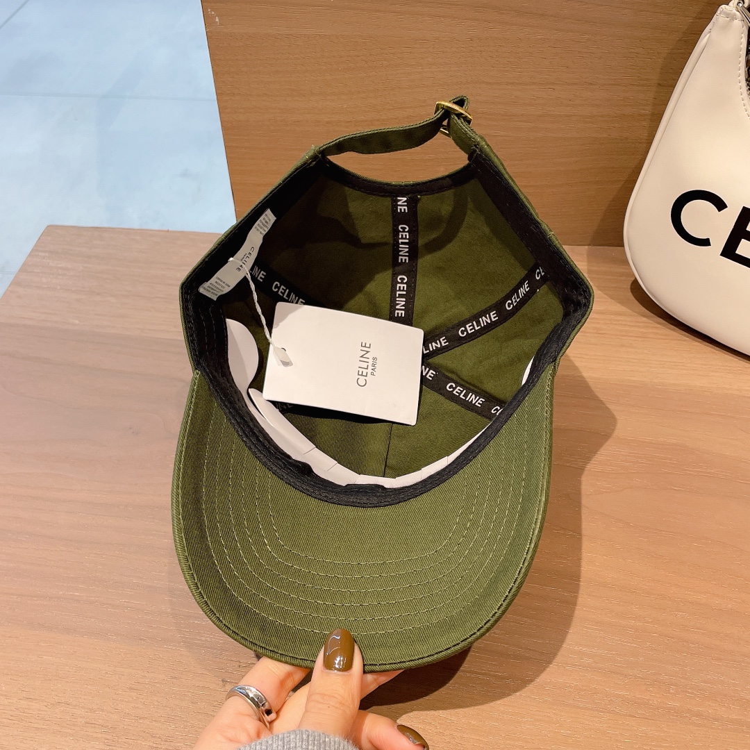 Celine Baseball Cap In Cotton Dark Green - Soul Replicas