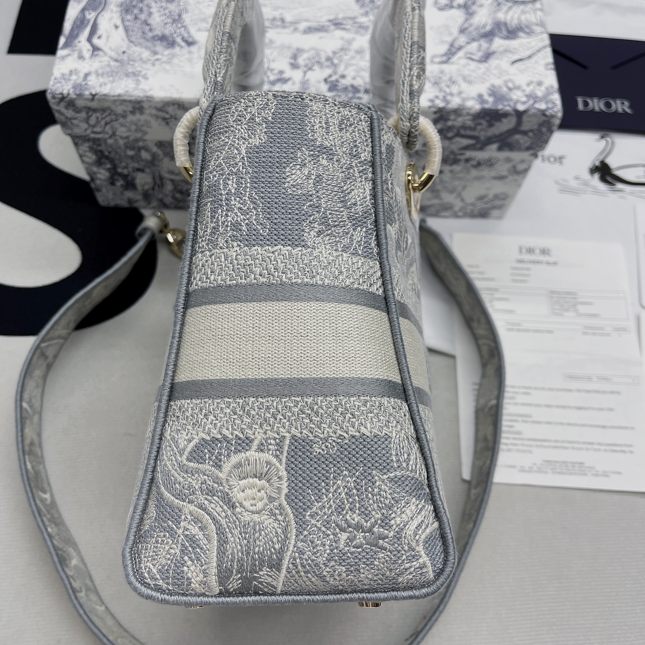 Christian Dior Medium Lady D-Lite Bag Grey. For Women. Women's Handbags 24cm/9.5in CD - Soul Replicas