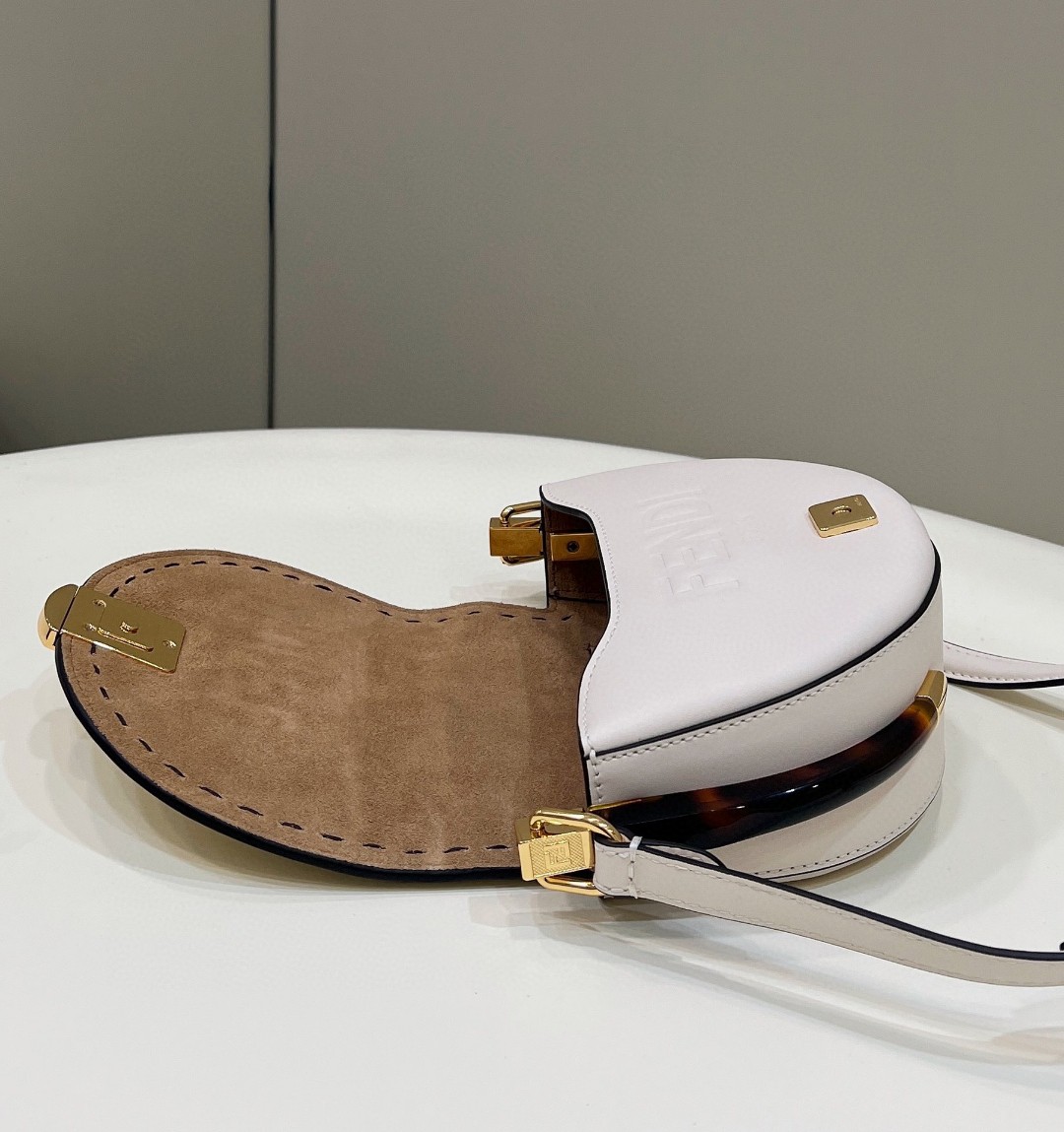 Fendi Moonlight Saddle White Bag For Woman 19cm/7.5in - Soul Replicas