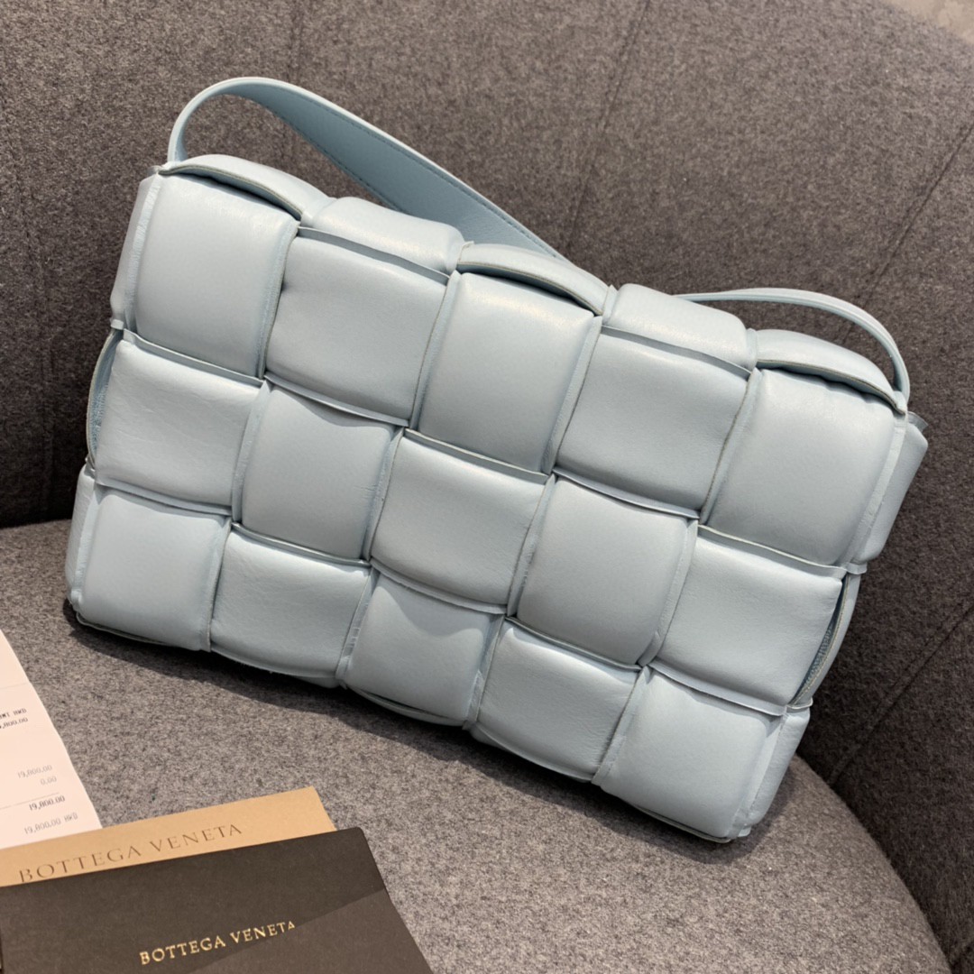 Bottega Veneta Padded Cassette Bag For Women 10.2in/26cm In Light Blue - Soul Replicas