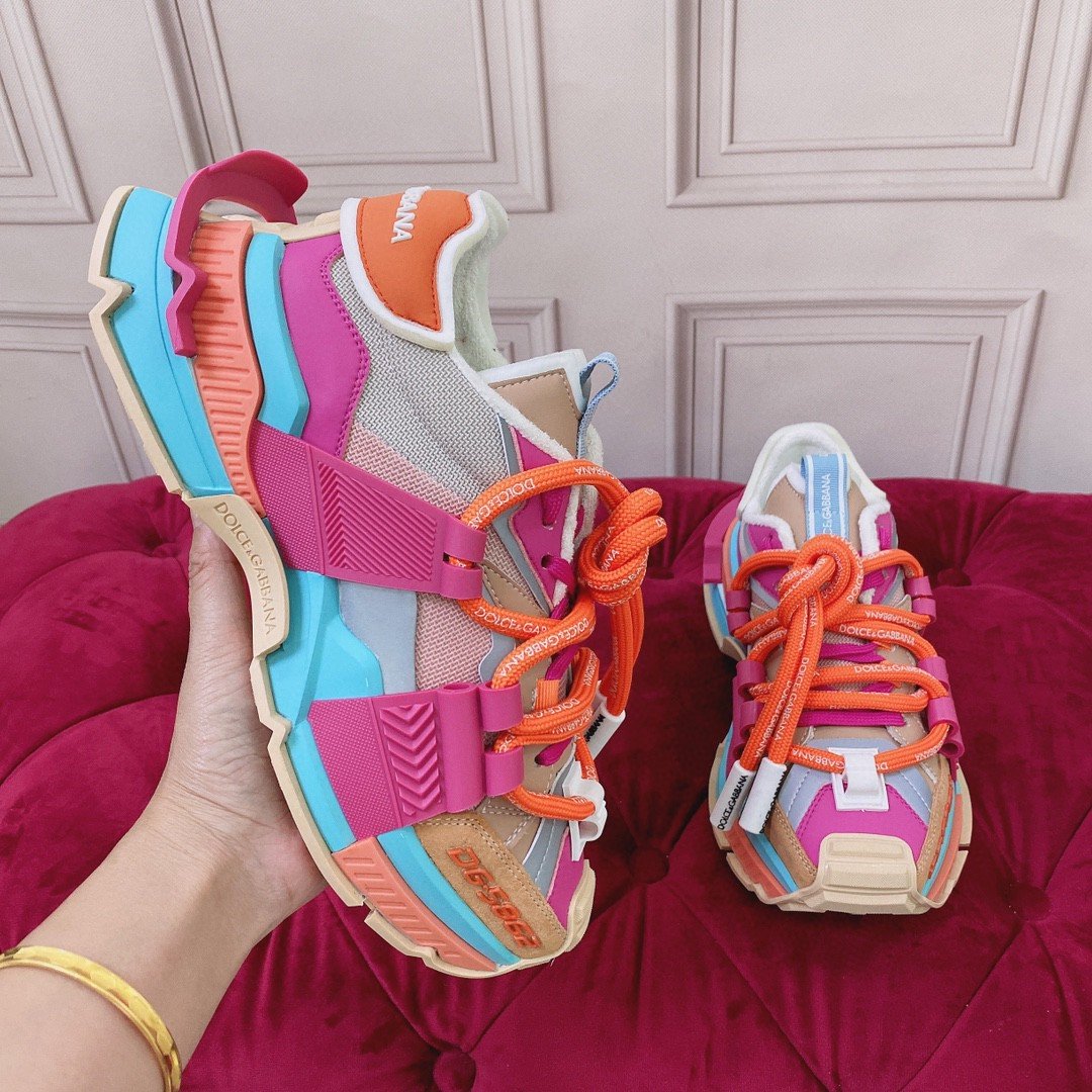 Dolce & Gabbana Mixed-Material Space Sneakers Multicolour For Women DG Shoes  CK1963AY02780995 - Soul Replicas