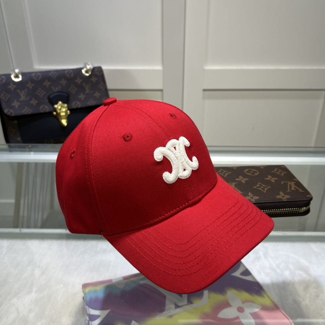 Celine Triomphe Baseball Cap Red Celine Cap - Soul Replicas