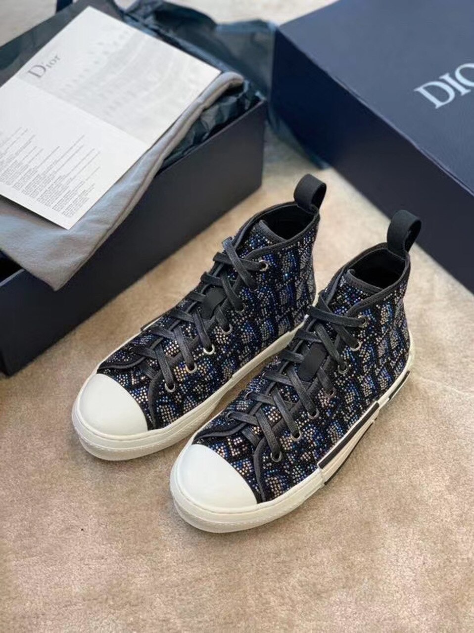 Christian Dior Crystal B23 Oblique Sneakers High-Top Sneaker For Women CD - Soul Replicas