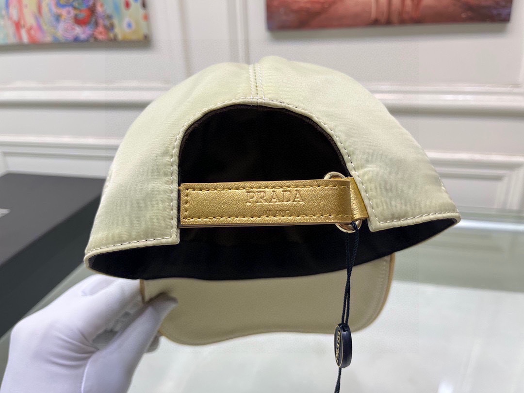Prada Drill Baseball Cap Beige Prada Cap - Soul Replicas