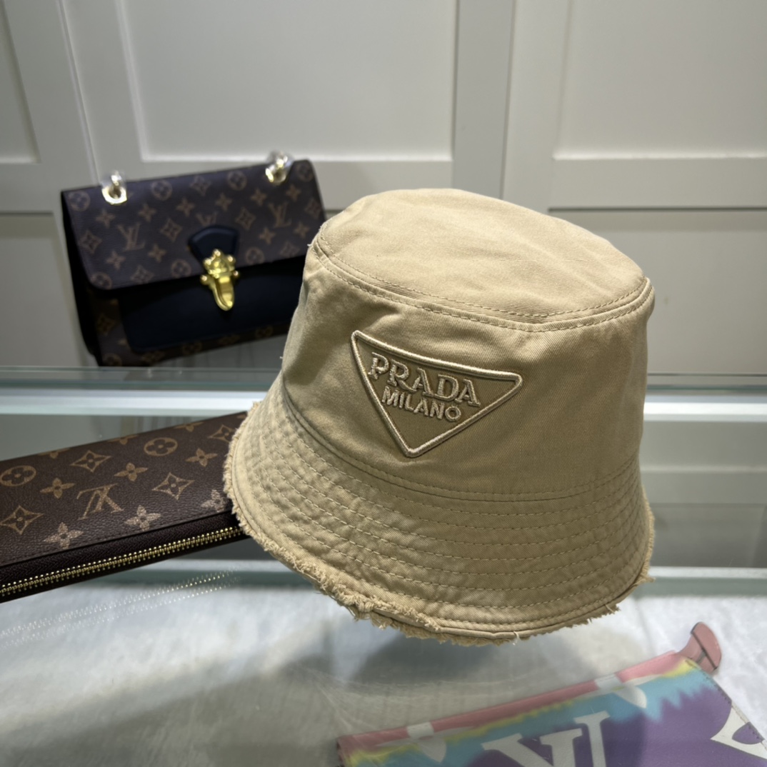 Prada Drill Bucket Hat Khaki Prada Hat Prada 1HC137_2FMB_F0241 - Soul Replicas