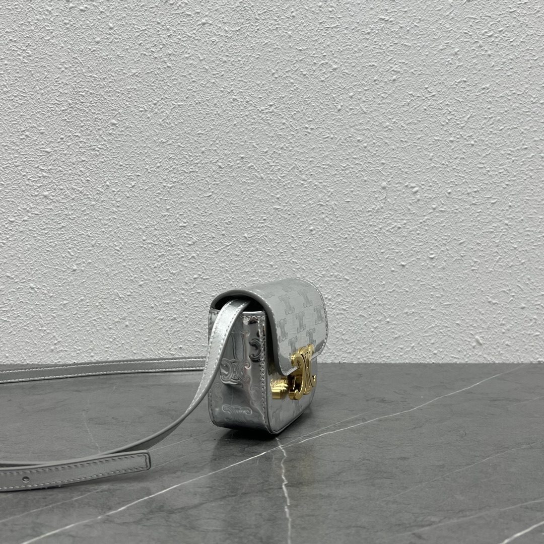 Celine Teen Triomphe Bag Silver For Women 7in/19cm - Soul Replicas