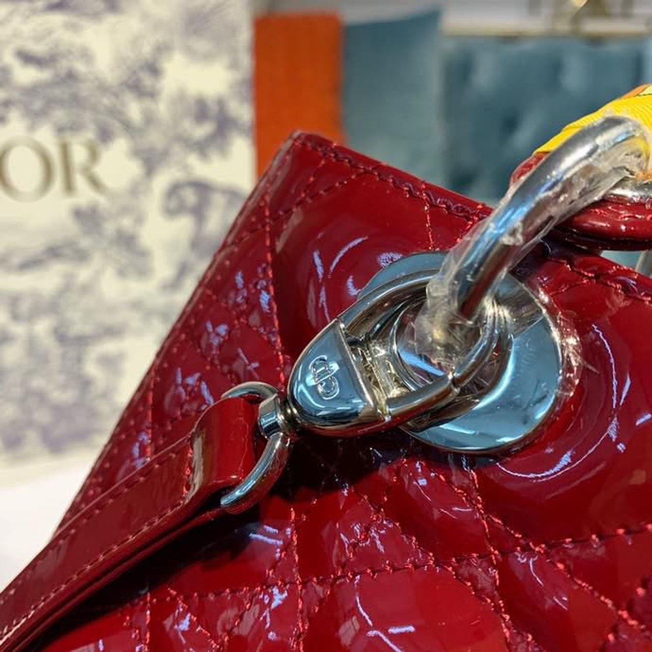 Christian Dior Medium Lady Dior Bag With Chain Silver Hardware Burgundy Women's Handbags 24cm/9in CD - Soul Replicas