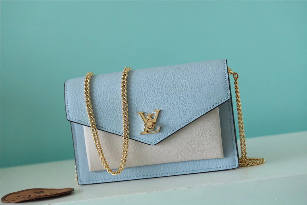 Louis Vuitton Mylockme Chain Pochette Bleu Nuage Blue For Women. Women-s Handbags. Shoulder and Crossbody Bags 7.5in/19cm LV M81436 - Soul Replicas
