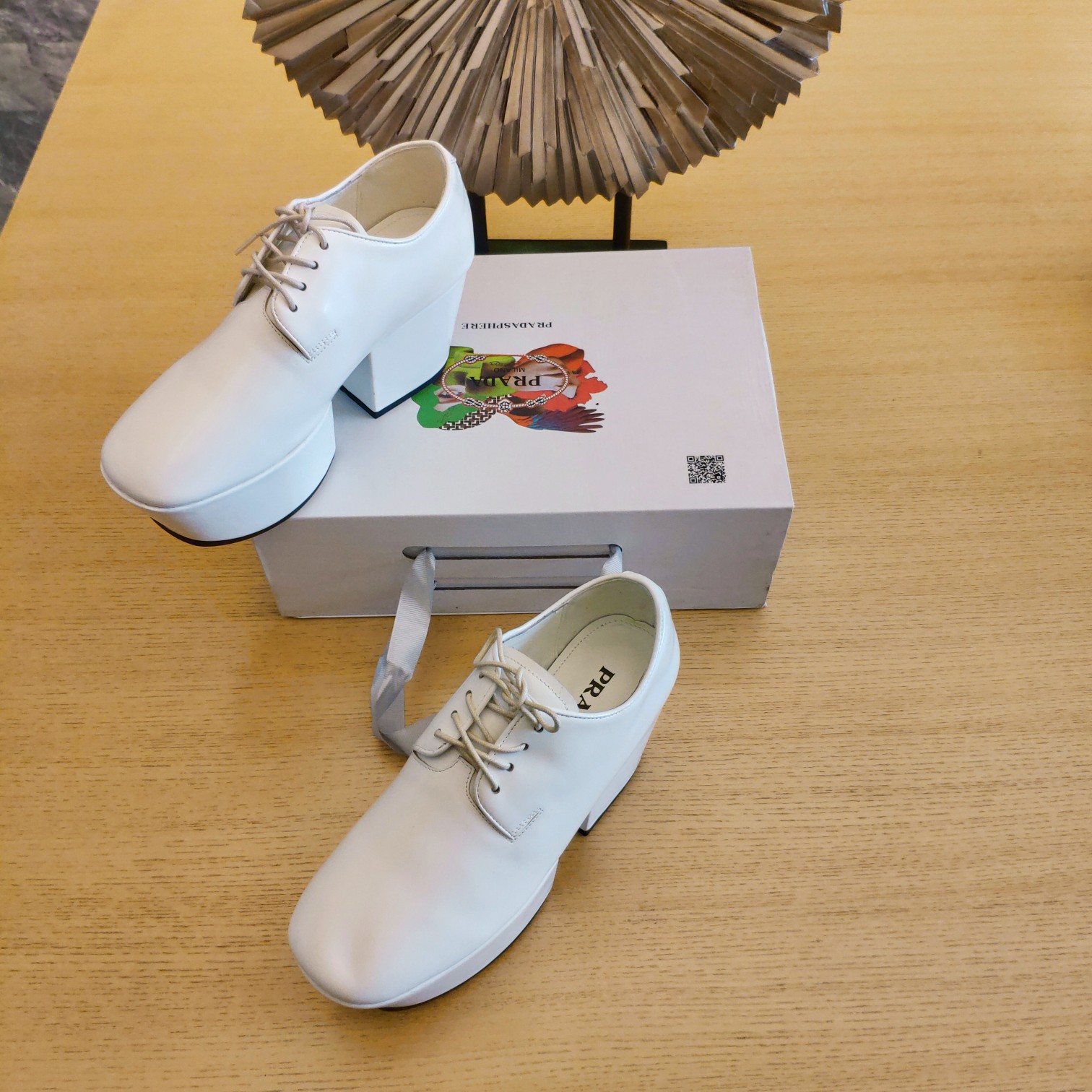 Prada Platform Lace-Ups Shoes White For Women 2.75in/70mm Prada - Soul Replicas