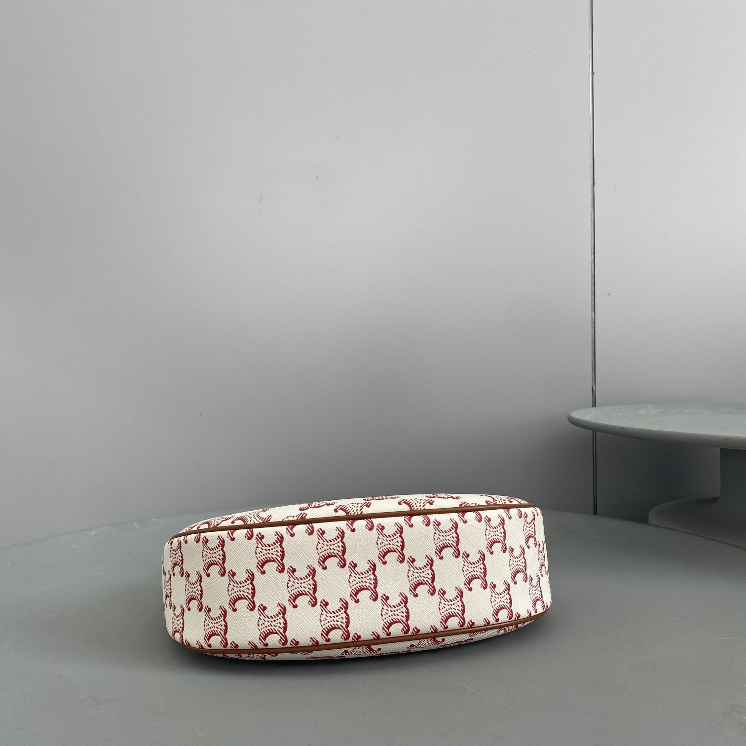 Celine Ava Bag In Triomphe Canvas White/Red For Women 9in/23.5cm  - Soul Replicas