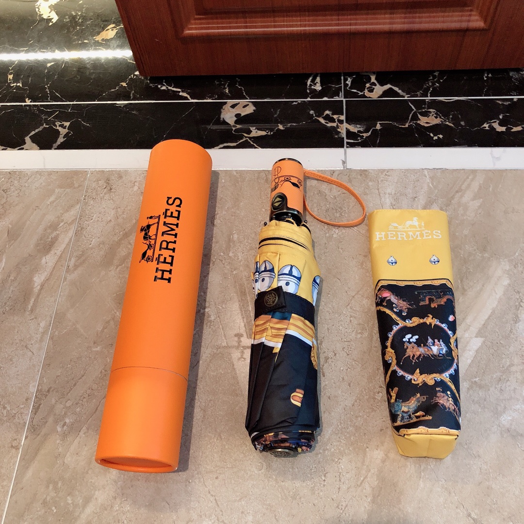 Hermes Pluie De H Folding Umbrella Black - Soul Replicas