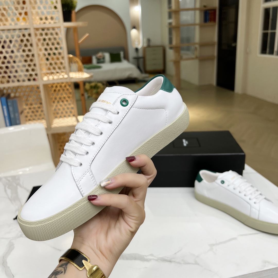 Yves Saint Laurent Women's Court Classic Sl/06 Embroidered Sneakers Green For Women YSL - Soul Replicas