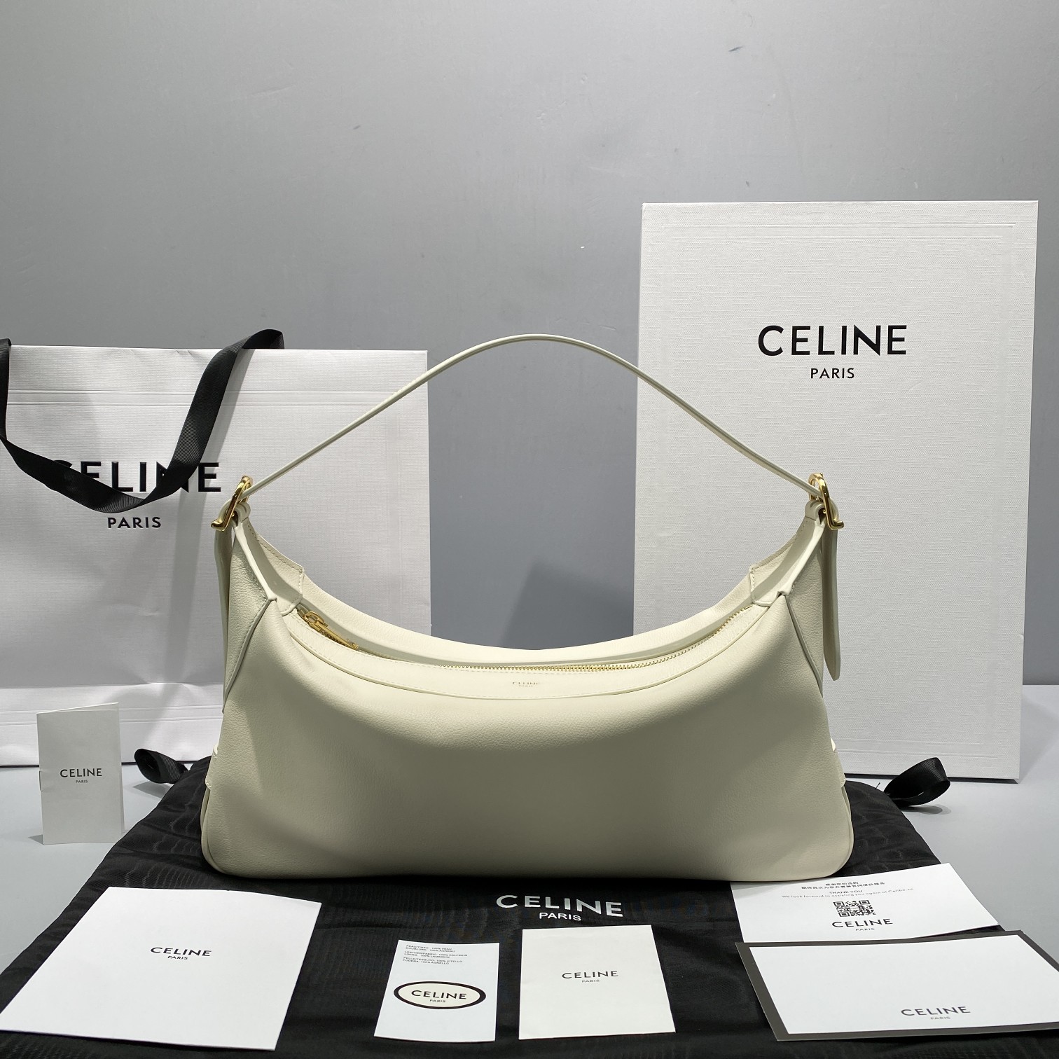 Celine Medium Romy In Supple White For Women 13in/34cm 197443DPJ.01RC - Soul Replicas