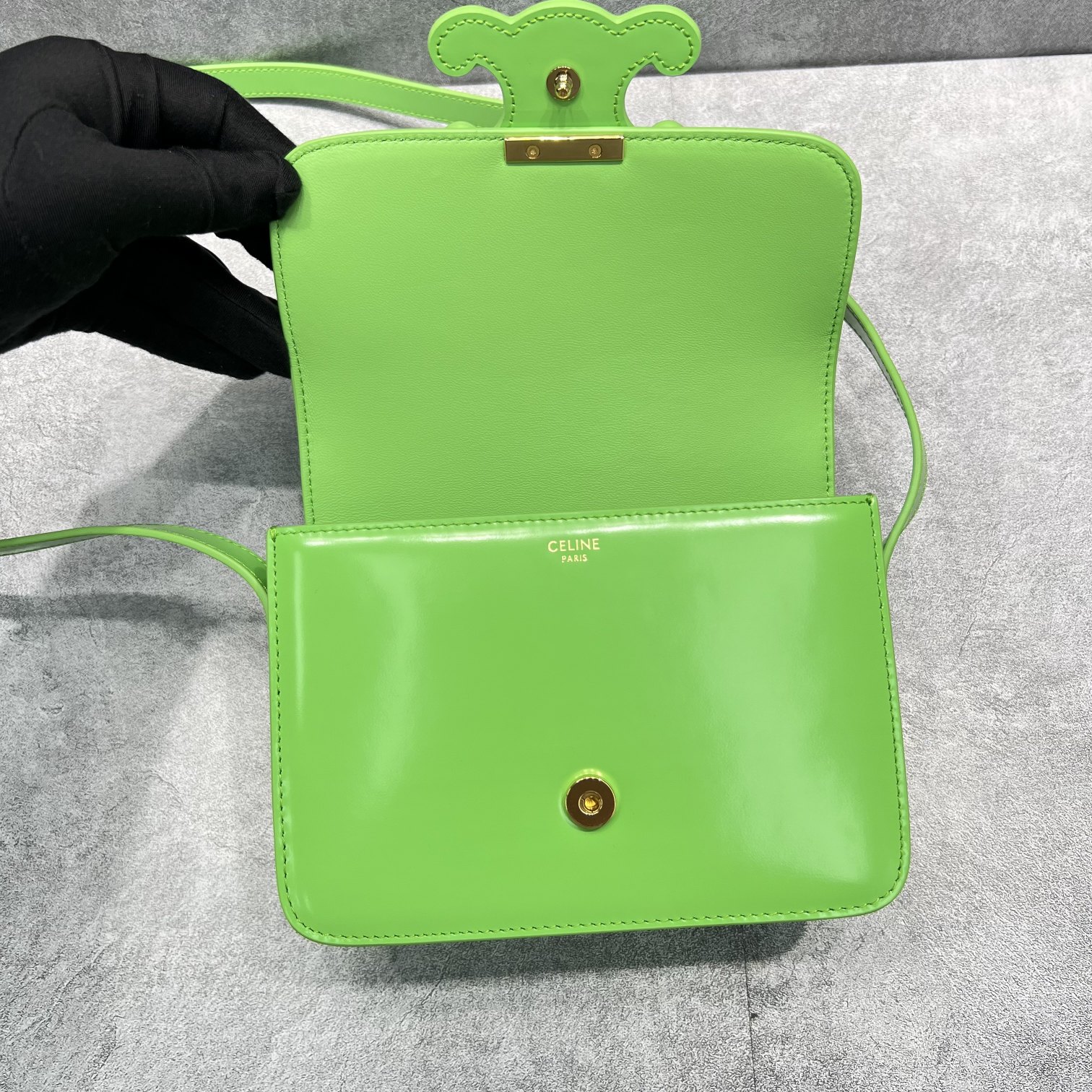 Celine Classique Cuir Triomphe Bag Green For Women 9in/22cm - Soul Replicas