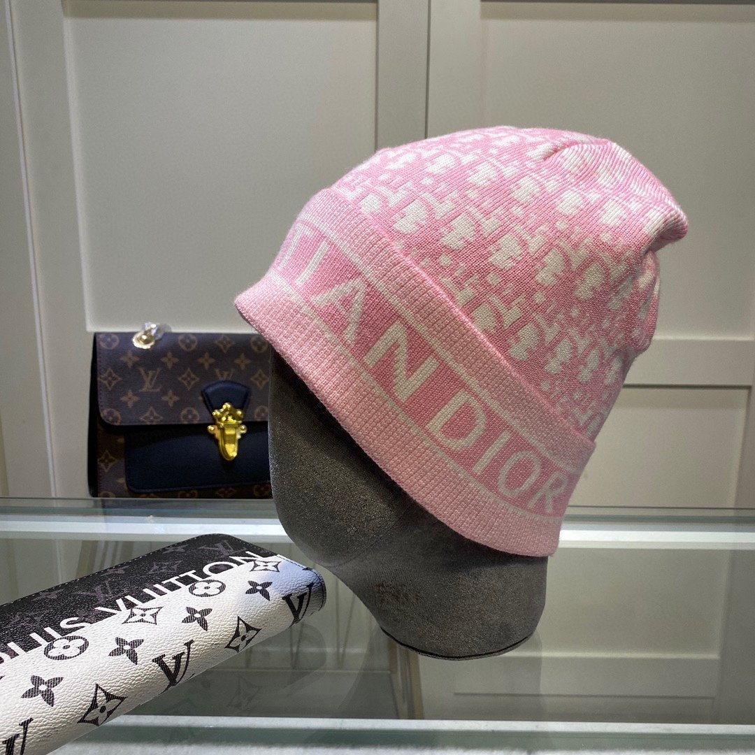 Dior Pompom Beanie In Pink - Soul Replicas