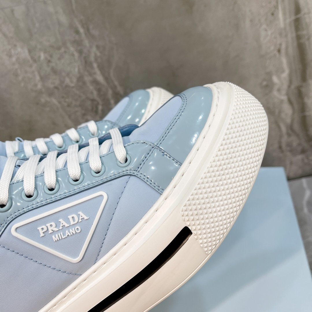 Prada Macro Re-Nylon And Brushed High-Top Sneakers Blue For Women 1.8in/45mm Prada - Soul Replicas
