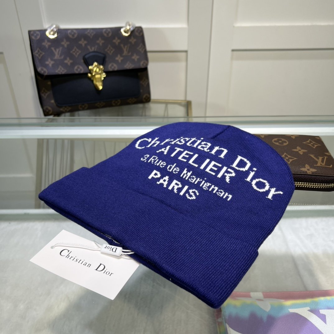 Dior Pompom Beanie In Blue - Soul Replicas