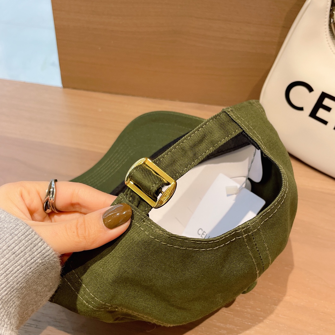 Celine Baseball Cap In Cotton Dark Green - Soul Replicas