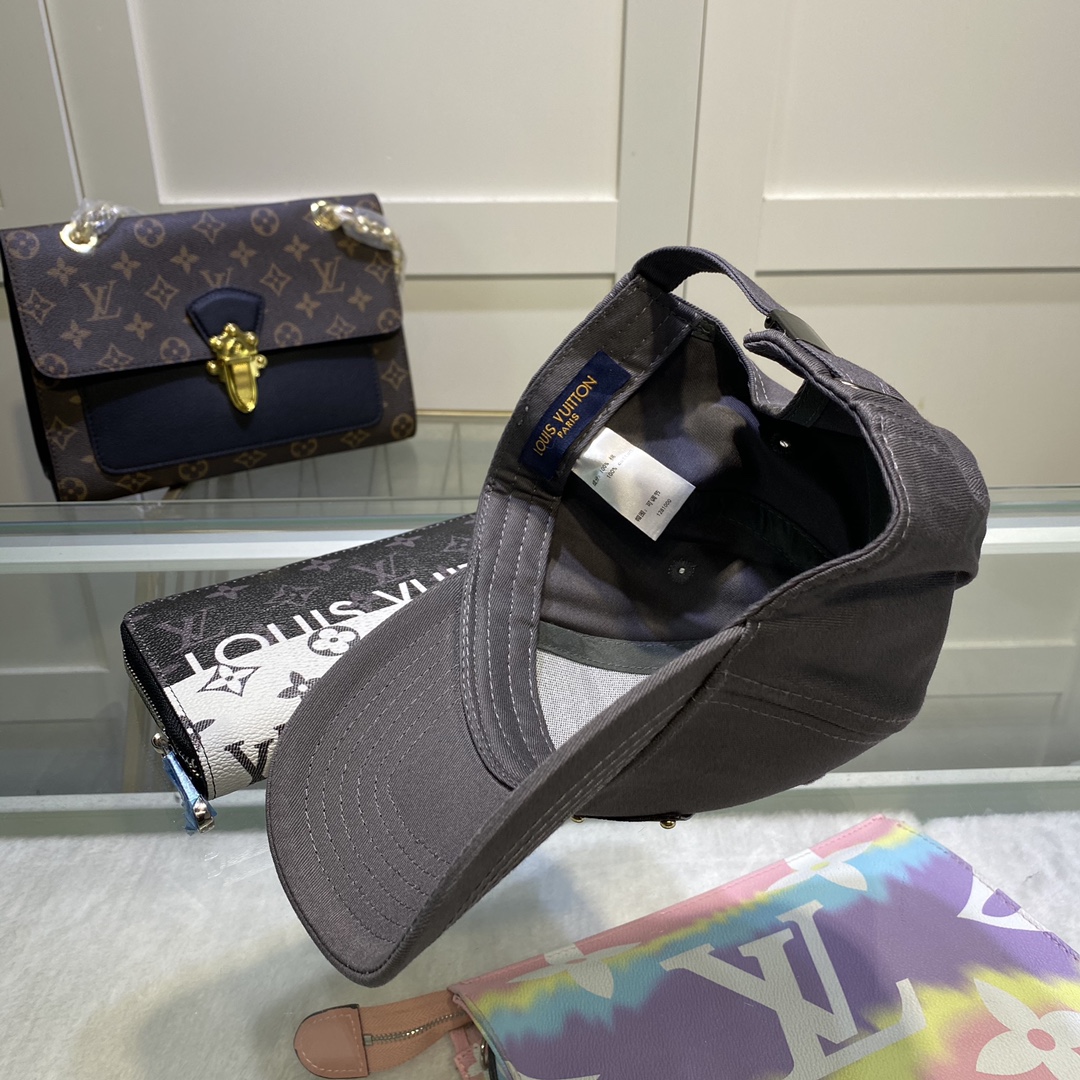 Louis Vuitton Embroidered Logo Baseball Cap Grey LV Cap - Soul Replicas