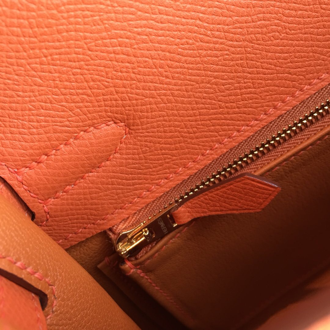 Hermes Kelly Orange For Women Gold Toned Hardware 10in/25cm - Soul Replicas