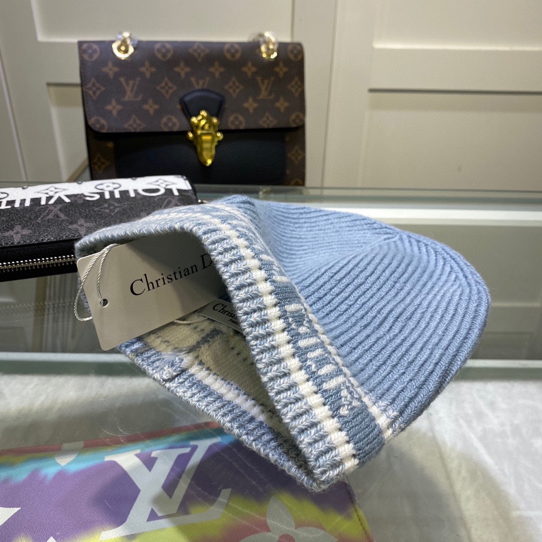 Dior Pompom Beanie In Blue - Soul Replicas