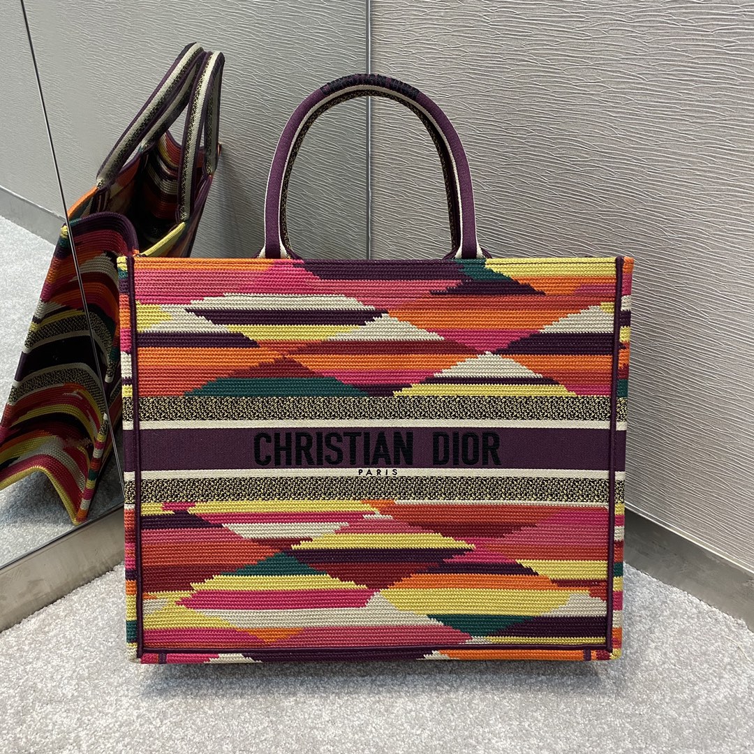Christian Dior Large Dior Book Tote Canvas Multicolor For Women Bag Size 42cm/16in CD - Soul Replicas