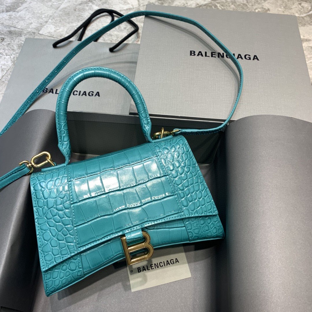 Balenciaga Hourglass Small Handbag In Blue. For Women. Women-s Bags 9in/23cm - Soul Replicas