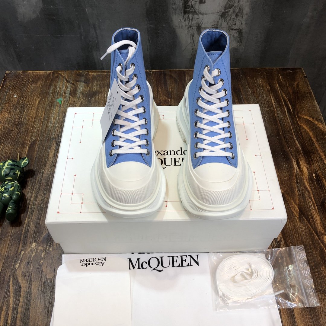 Alexander McQueen Tread Slick Boot Cotton Blue For Women - Soul Replicas
